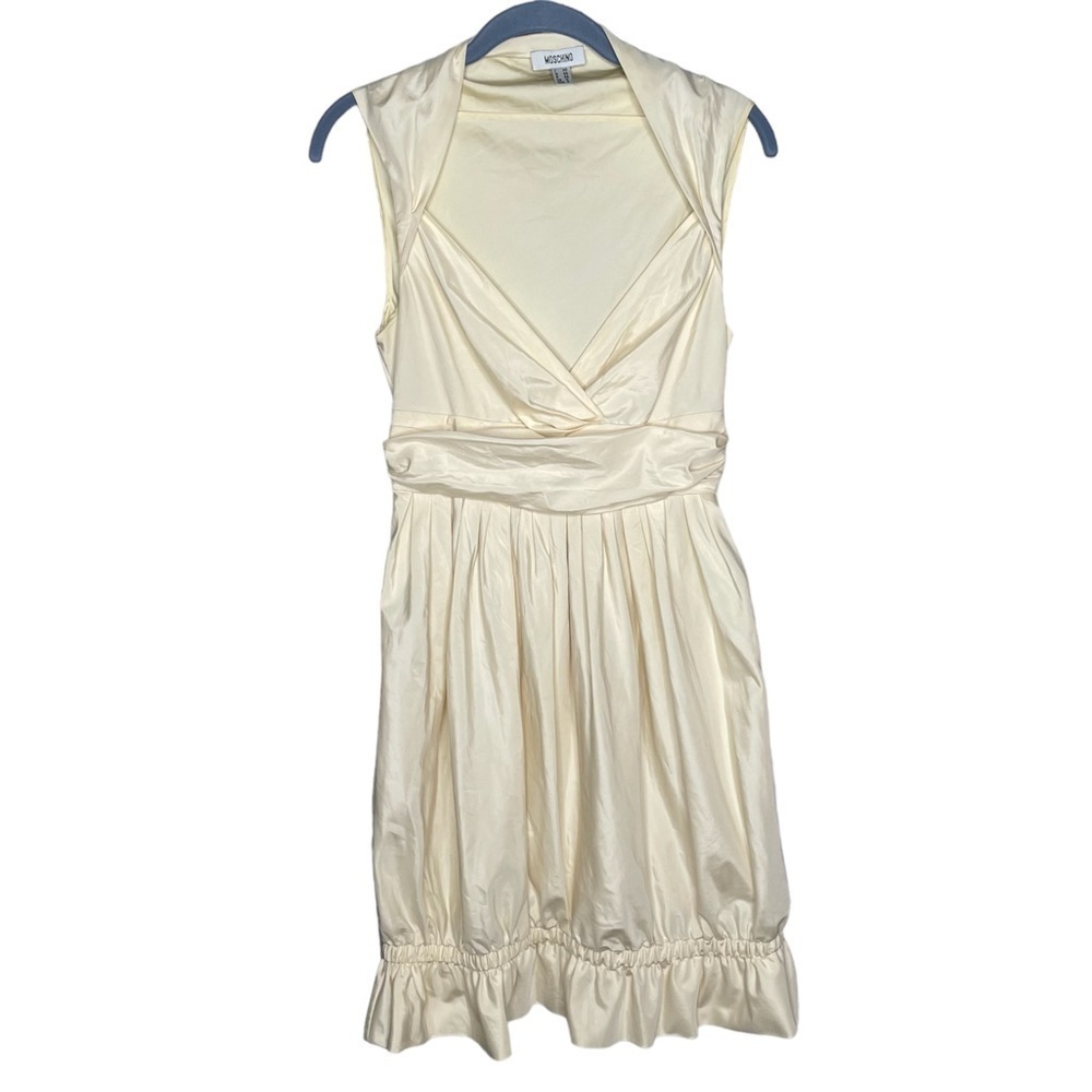 Moschino dress ivory cream white bubble ruffle hem size 6 vintage